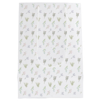 Pastel Bloemmotief – Elegante Botanische Print Medium Cadeauzakje
