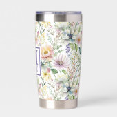  pastel bloemmotief gepersonaliseerd geïsoleerde drinkbeker (Achterkant)