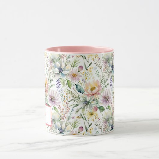  pastel bloemmotief gepersonaliseerd mok (Midden)
