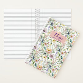  pastel bloemmotief gepersonaliseerd notitieboek