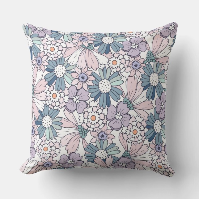 Pastel Bloemmotief  Kussen (Voorkant)