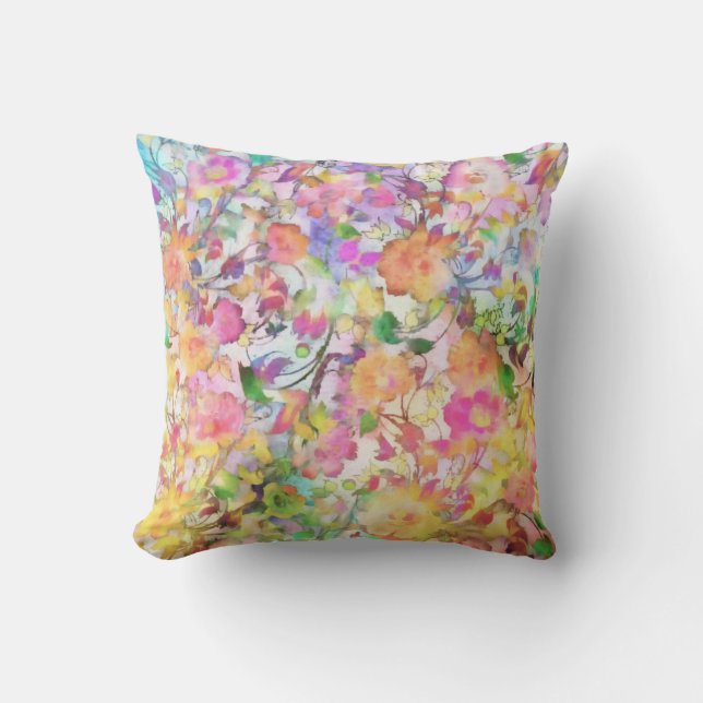 Pastel bloemmotief kussen (Voorkant)
