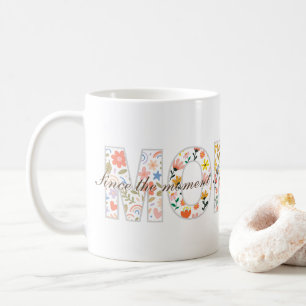 Pastel Bloemmotief "MOM" Sentimentele Citaat Desig Koffiemok