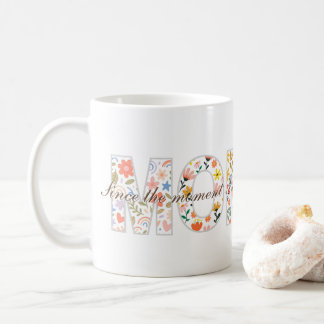 Pastel Bloemmotief "MOM" Sentimentele Citaat Desig Koffiemok