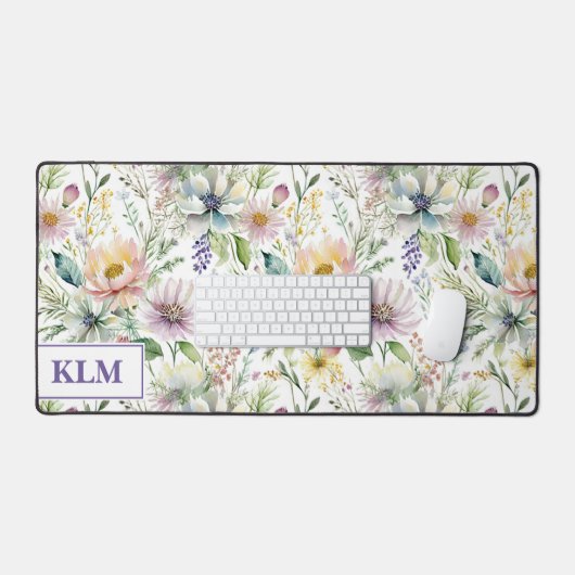  pastel bloemmotief monogram bureaumat (Keyboard & Muis)