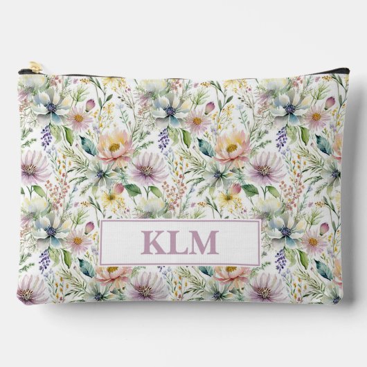  pastel bloemmotief monogram etui (Voorkant)