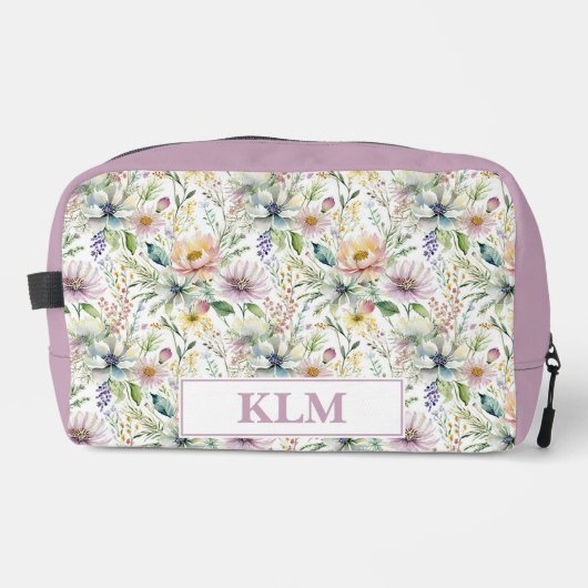  pastel bloemmotief monogram toilettasje (Voorkant)