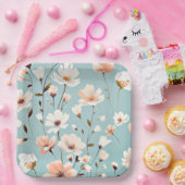  pastel bloemmotief papieren bordje (Feest)