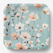  pastel bloemmotief papieren bordje (Voorkant)