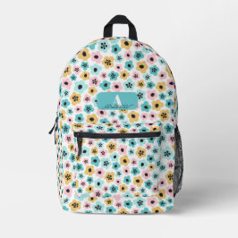 Pastel Bloemmotief Retro Bloem Persoonlijk Bedrukte Rugzak