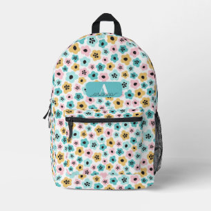 Pastel Bloemmotief Retro Bloem Persoonlijk Bedrukte Rugzak