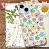  pastel bloemmotief roze geel girly Case-Mate iPhone case