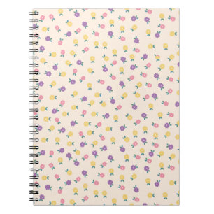 Pastel Bloemmotief – Schattig Geel, Roze & Paars Notitieboek