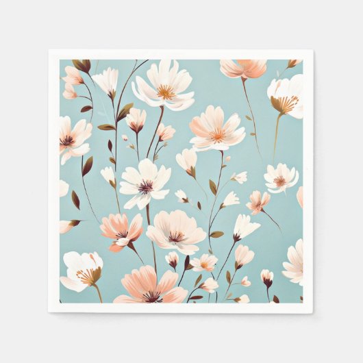  pastel bloemmotief servet (Voorkant)