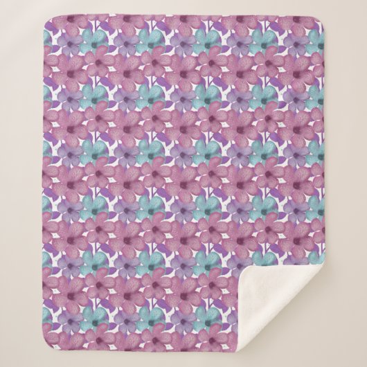 Pastel Bloemmotief | Sherpa Deken (Voorkant)