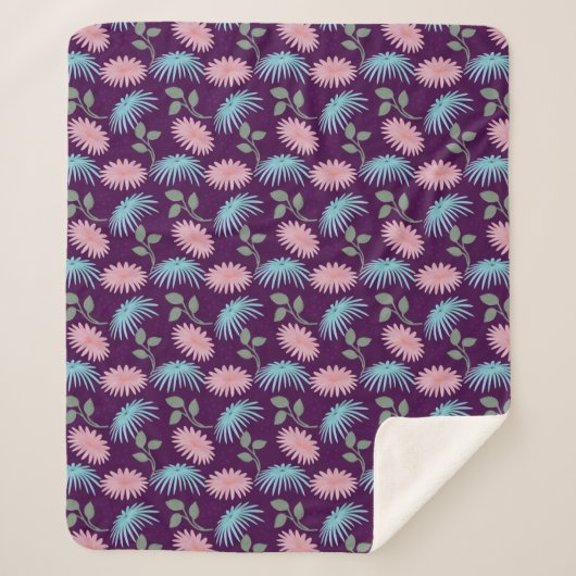 Pastel Bloemmotief  Sherpa Deken (Voorkant)