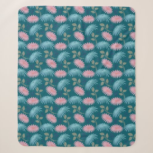 Pastel Bloemmotief Sherpa Deken (Voorkant)