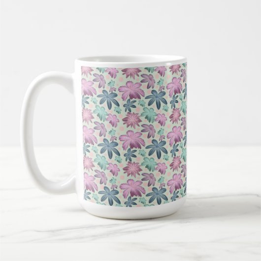 Pastel Bloemmotief waterverf Patroon  Koffiemok (Links)
