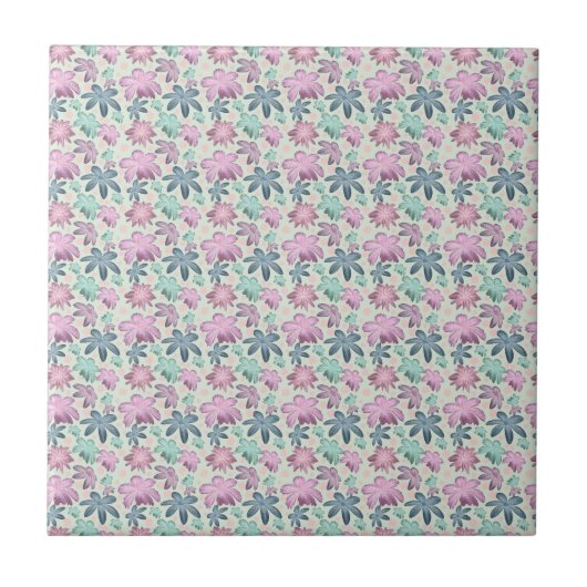 Pastel Bloemmotief waterverfpatroon Tegeltje (Voorkant)
