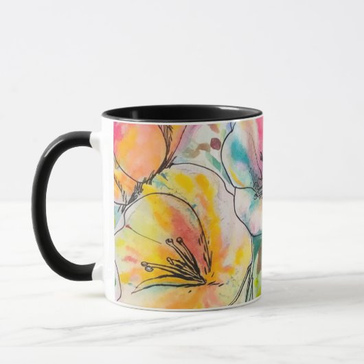 Pastel bloemontwerp mok (Links)