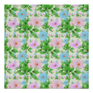 Pastel Bloempatroon Esthetiek   Waterverf Perfect Poster