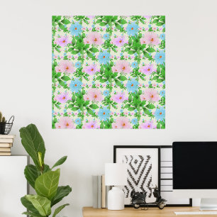 Pastel Bloempatroon Esthetiek   Waterverf Poster