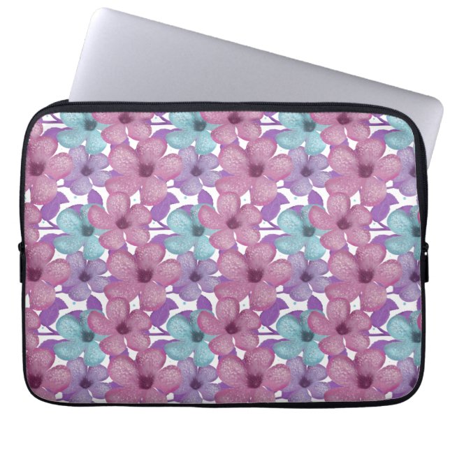 Pastel Bloempatroon Laptop Sleeve (Voorkant)