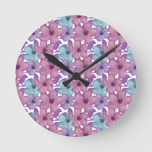 Pastel Bloempatroon Ronde Klok (Voorkant)