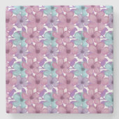 Pastel Bloempatroon Stenen Onderzetter (Voorkant)