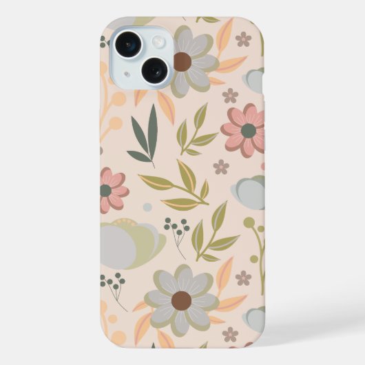 Pastel Bloempatroon – Zachte Esthetische Bloem iPhone Hoesje (Achterkant)