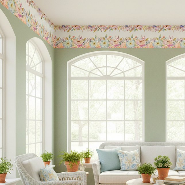 Pastel bloemrand prints behang (Creator heeft geüpload)