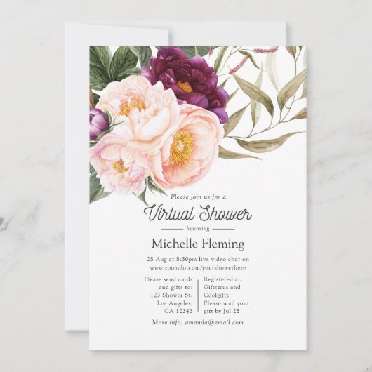 Pastel Bloemrijke Virtuele Baby Shower Kaart (Voorkant)