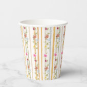 Pastel Bloemstreep Papieren Bekers (Voorkant)