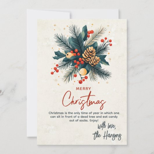Pastel bloemstuk Vrolijk kerstfeest Feestdagenkaart (Voorkant)