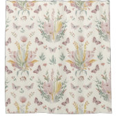 Pastel Bloemvlinder Douchegordijn (Voorkant)