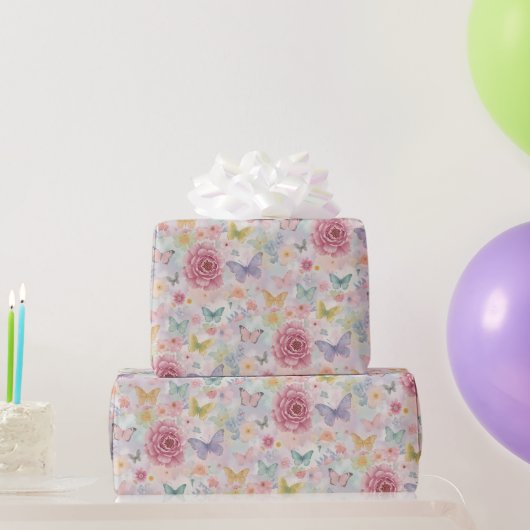 Pastel Bloemvlinder / Zachte Tuin Cadeaupapier (Feestgeschenken)