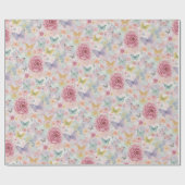 Pastel Bloemvlinder / Zachte Tuin Cadeaupapier (Vlak)