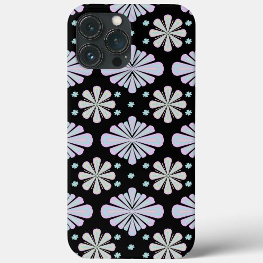 Pastel bloemvormen op een zwarte achtergrond Case-Mate iPhone case (Achterkant)