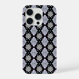 Pastel bloemvormen op een zwarte achtergrond iPhone 15 pro case