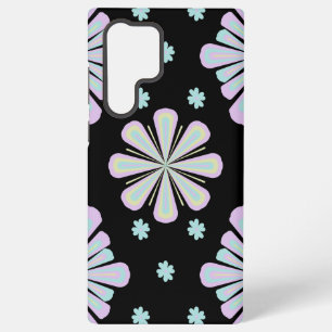 Pastel bloemvormen op een zwarte achtergrond samsung galaxy hoesje