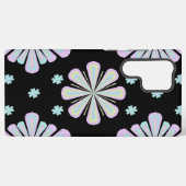 Pastel bloemvormen op een zwarte achtergrond samsung galaxy hoesje (Achterkant horizontaal)