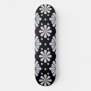 Pastel Bloemvormen op Zwarte Achtergrond Persoonlijk Skateboard