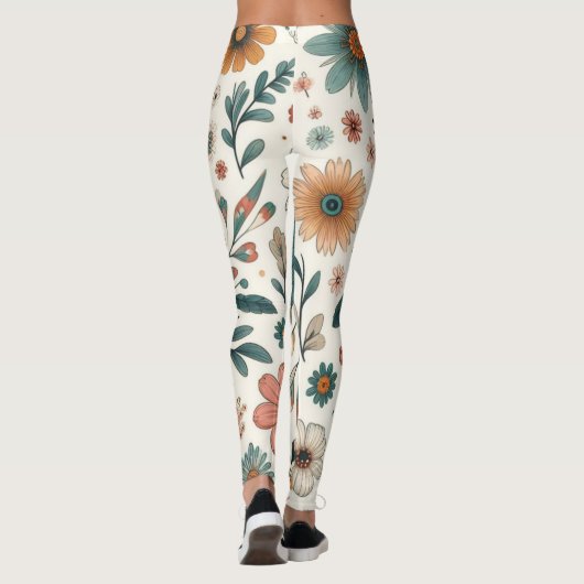 Pastel bloesems leggings (Achterkant)