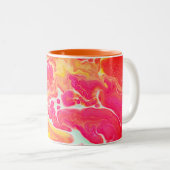 Pastel Bloom Abstracte Kunst Tweekleurige Koffiemok (Voorkant rechts)