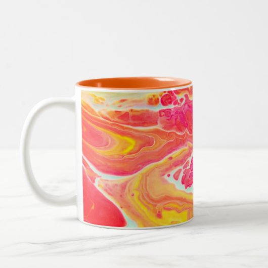 Pastel Bloom Abstracte Kunst Tweekleurige Koffiemok (Links)