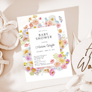 Pastel Bloom Bloemen Baby shower Kaart