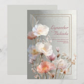 Pastel Bloom Bloemen Huwelijksuitnodiging Kaart (Voorkant / Achterkant)