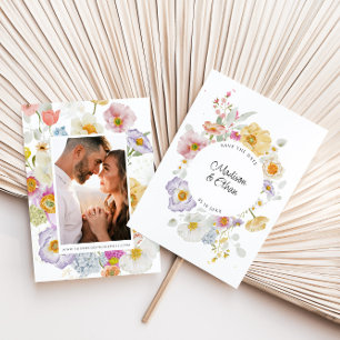 Pastel Bloom Bloemen Krans Bruiloft Save The Date