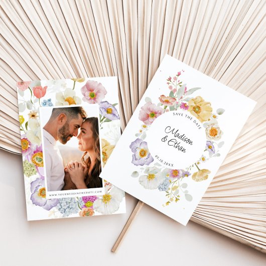 Pastel Bloom Bloemen Krans Bruiloft Save The Date