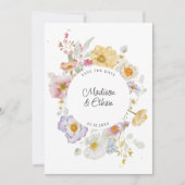 Pastel Bloom Bloemen Krans Bruiloft Save The Date (Voorkant)